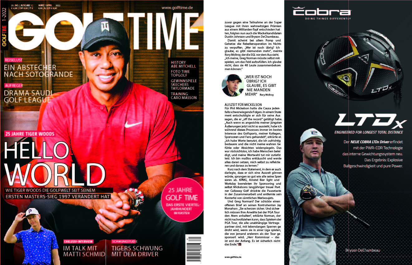 Das Magazin GOLF TIME, seit nunmehr 17 Jahren auf dem deutschen Golfmarkt, erscheint mit acht Ausgaben pro Jahr im sechswöchigen Rhythmus